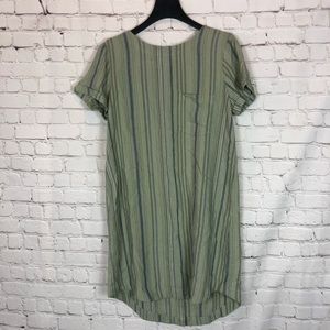 Cloth&Stone Green Striped Smock Tunic Shirt Dress